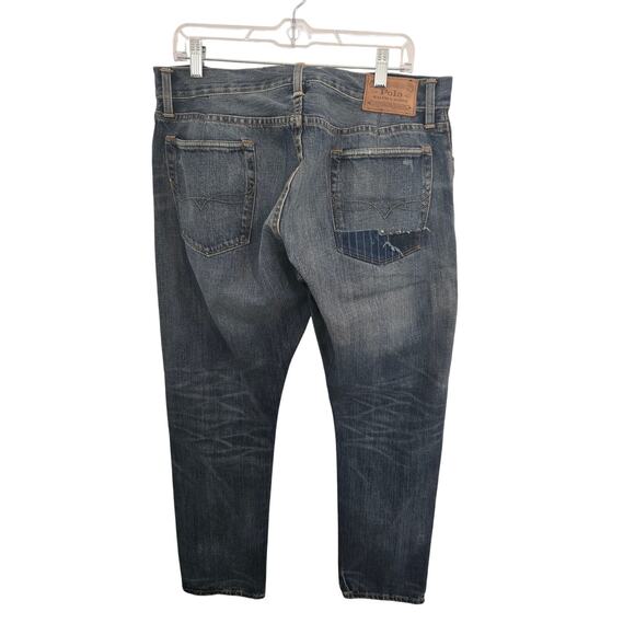 Ralph lauren mens jeans the Sullivan slim size 36x30 patchwork distressed - Picture 2 of 4